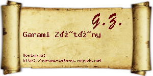 Garami Zétény névjegykártya
